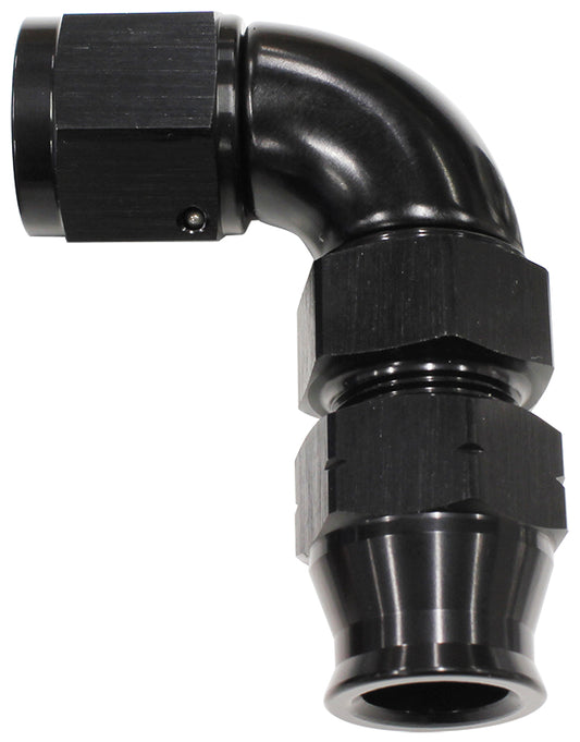 AF139-05BLK - 5/16" TUBE 90 deg female -6AN BLACK SWIVEL NUT WITH OLIVE