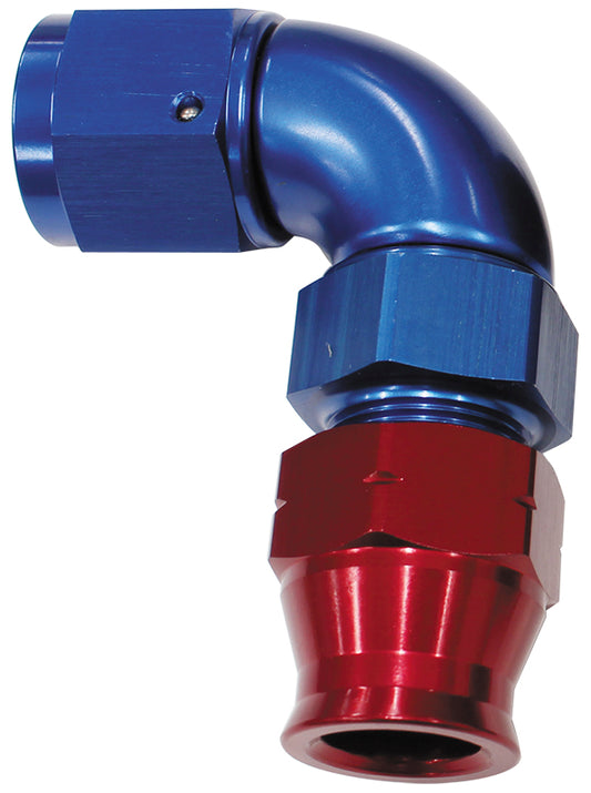 AF139-08 - 1/2" TUBE 90 deg female -8AN BLUE SWIVEL NUT WITH OLIVE