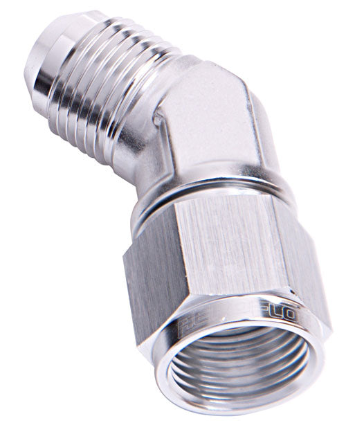 AF142-06S - 45 DEG FEMALE - MALE -6AN SILVER SWIVEL NUT