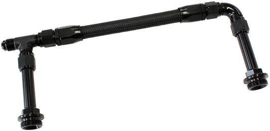 AF160-06-2BLK - HOLLEY DUAL INLET RAIL -6AN BLACK SUIT 2X METERING BLOCKS