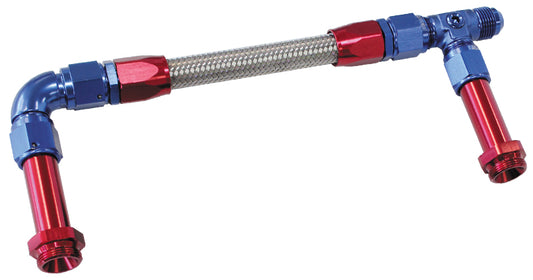 AF160-08 - HOLLEY DUAL INLET RAIL -8AN BLUE SUIT 2X METERING BLOCKS