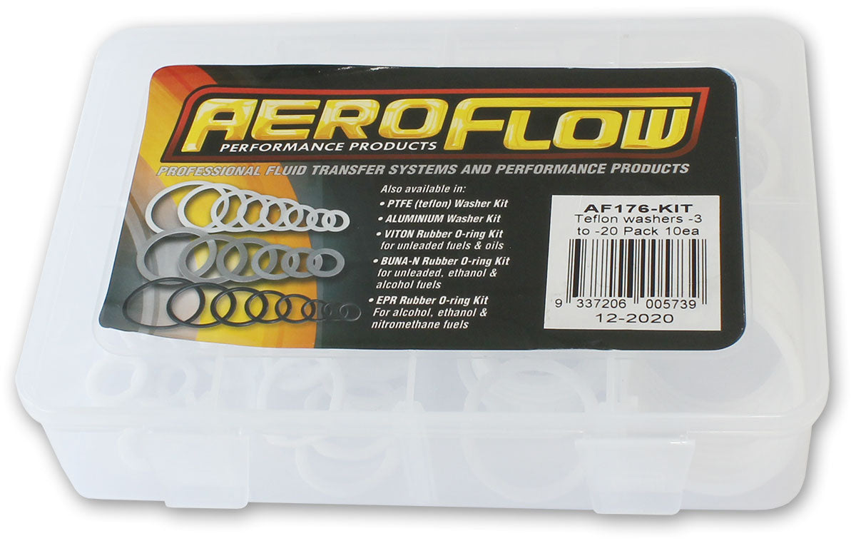 AF176-KIT - TEFLON WASH PK -3AN TO -20AN 10 OF EACH IN PLASTIC CASE