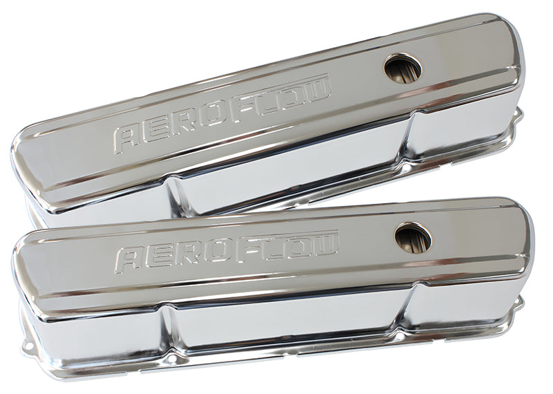 AF1821-5004 - STEEL VALVE COVERS, 253 308 TALL CHROME WITH AEROFLOW LOGO