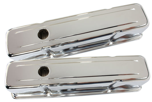 AF1821-5050 - STEEL VALVE COVERS, SBC TALL CHROME WITHOUT LOGO