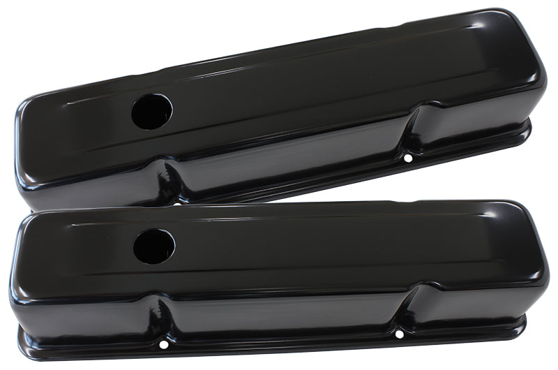 AF1822-5050 - STEEL VALVE COVERS, SBC TALL BLACK WITHOUT LOGO