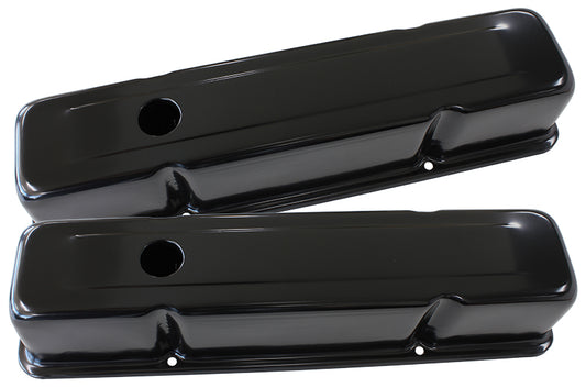 AF1822-5050 - STEEL VALVE COVERS, SBC TALL BLACK WITHOUT LOGO