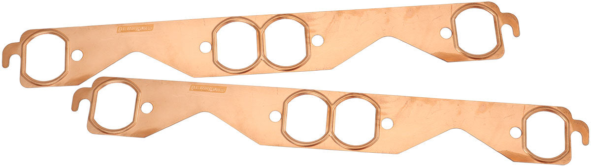 AF1854-1214 - SBC OVAL EXHAUST GASKETS COPPER EMBOSSED 350 CHEV SMALLPAIR Aeroflow - AF 1854-1214