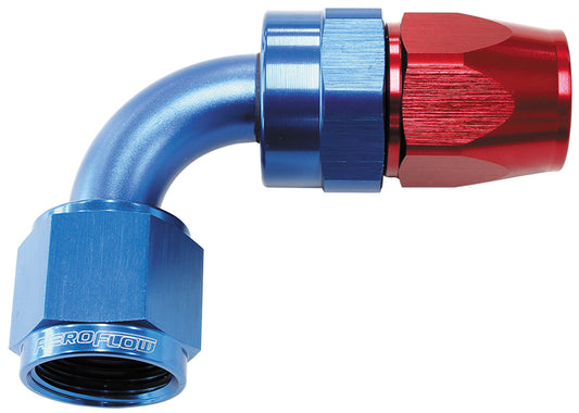 AF203-06D - ALLOY 90 DEG HOSE END -6AN BLUE FULL SWIVEL SUIT TEFLON