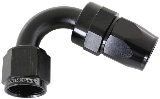 AF204-08DBLK - ALLOY 120 DEG HOSE END -8AN BLACK FULL SWIVEL SUIT TEFLON