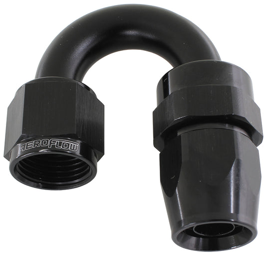 AF206-04DBLK - ALLOY 180 DEG HOSE END -4AN BLACK FULL SWIVEL SUIT TEFLON