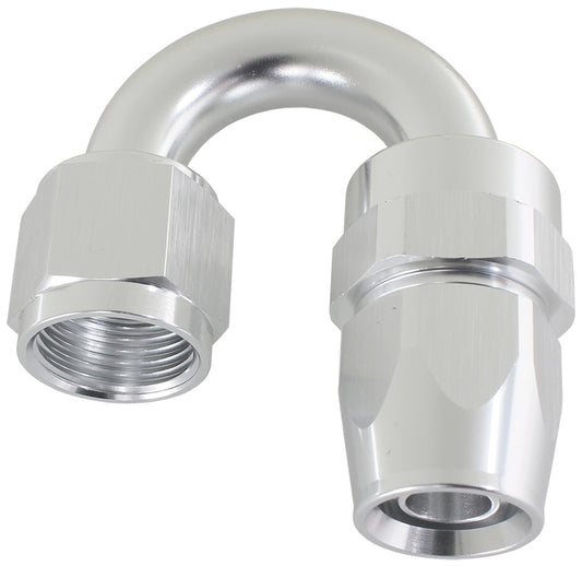 AF206-06DS - ALLOY 180 DEG HOSE END -6AN SILVER FULL SWIVEL SUIT TEFLON
