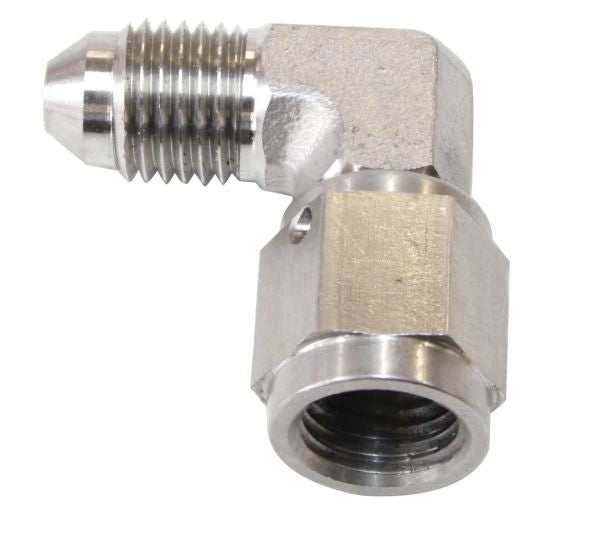 AF207-03 - S/S 90 DEG FEMALE - MALE -3AN STAINLESS STEEL SWIVEL NUT