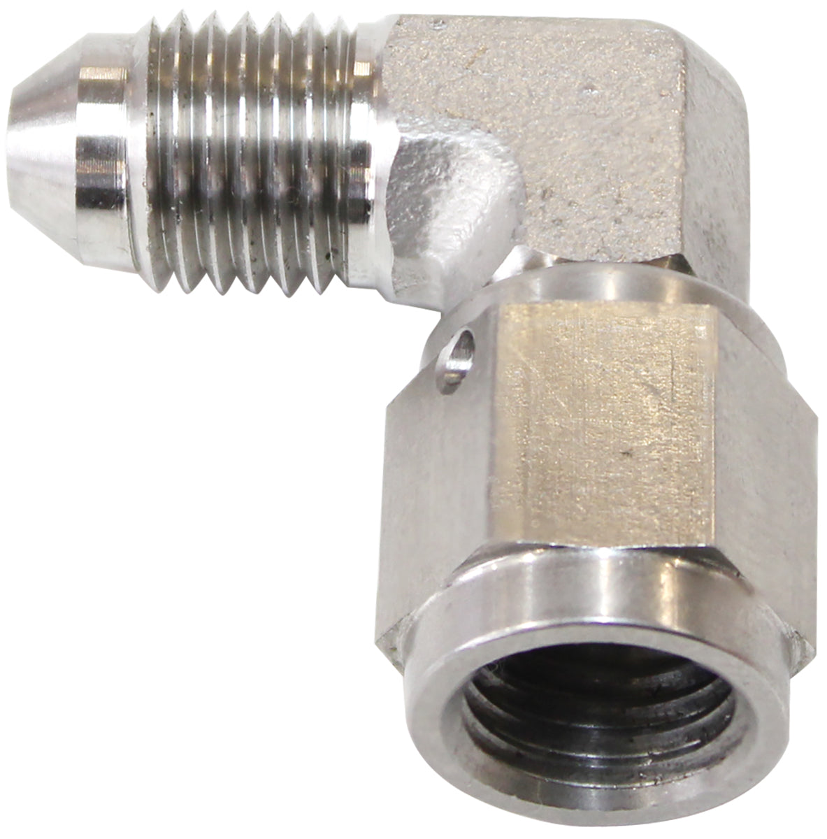 AF207-04 - S/S 90 DEG FEMALE - MALE -4AN STAINLESS STEEL SWIVEL NUT