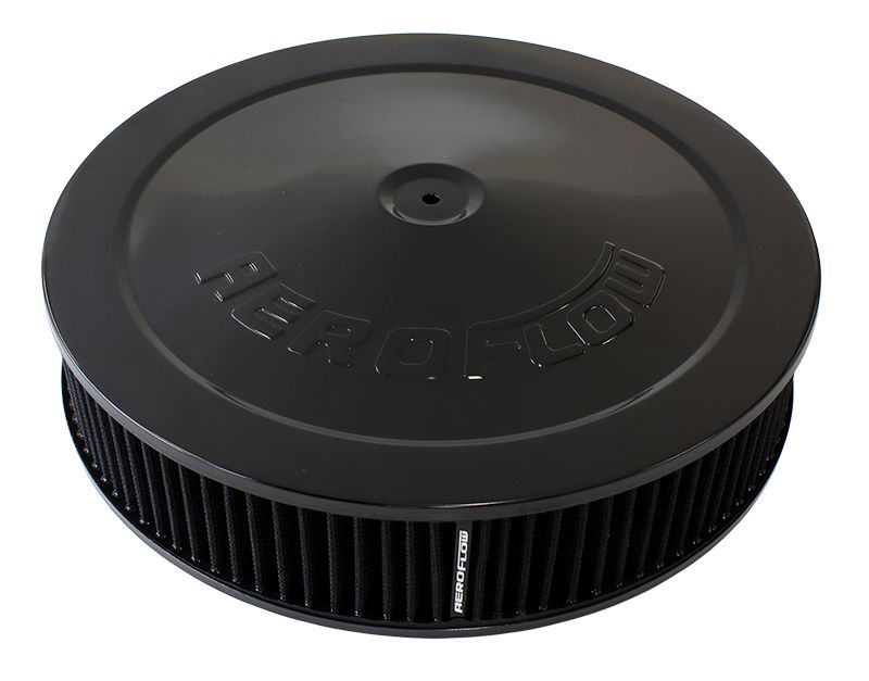 AF2251-1234 - Black Air Filter Assembly 14" x 3", 7-5/16" neck,Flat Base with black washable cotton element