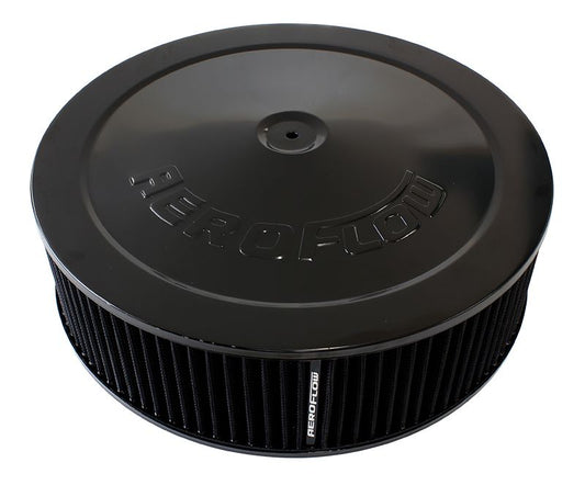 AF2251-1235 - Black Air Filter Assembly 14" x 4", 7-5/16" neck,Flat Base with black washable cotton element