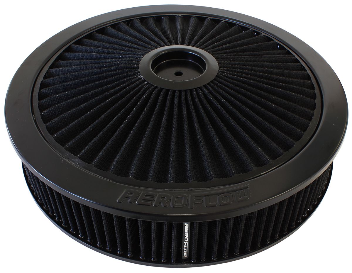 AF2251-3040 - 14" x 3" Full Flow Air Filter Assembly, Black 1-1/8" Drop Base. Washable Cotton Element. Fits 5-1/8" Neck