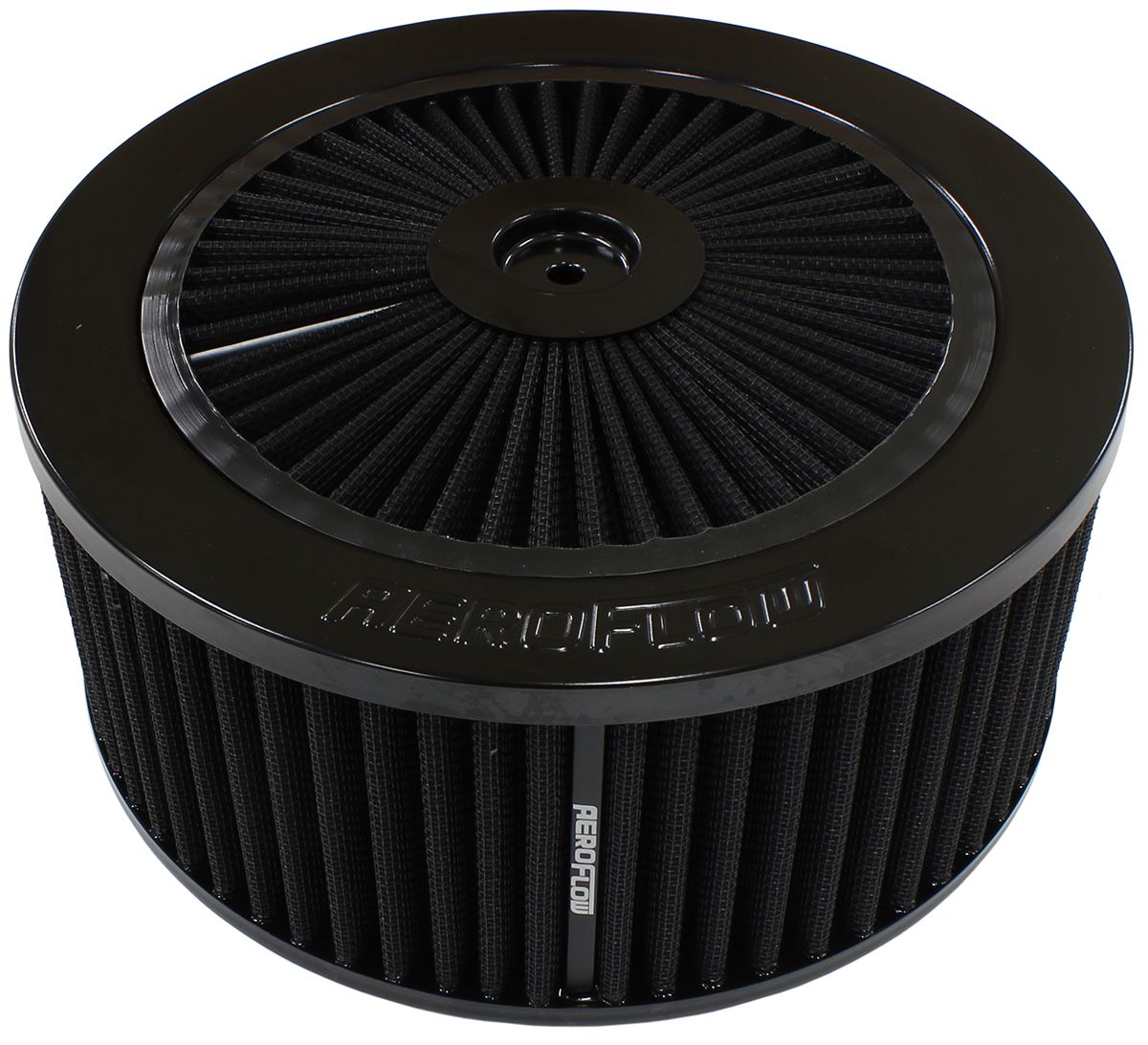 Black FullAF2251-3154 - Flow Air Filter Assembly 9" x 4", 7-5/16" neck,Flat Base with black washable cotton element