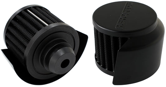 AF2271-1516 - 1-1/4" PUSH IN BREATHER WITH SHIELD 3"O.D 2-1/2"H BLACK TOP