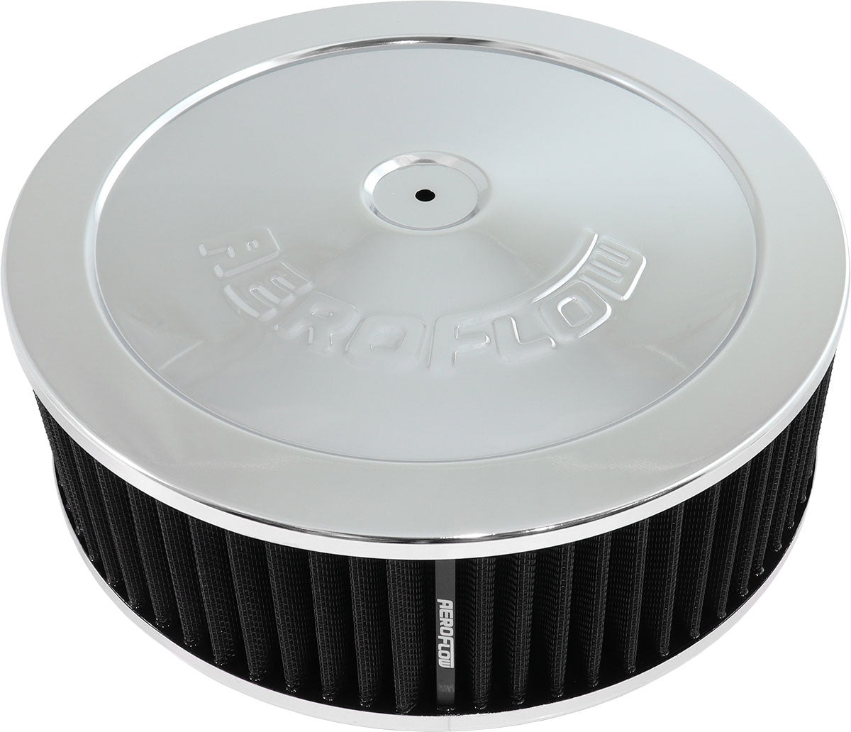 AF2851-1180 - 11" X 3-1/2" AIR CLEANER ASSY5-1/8" FLAT BASE CHROME COTTON