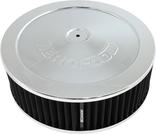 AF2851-1180 - 11" X 3-1/2" AIR CLEANER ASSY5-1/8" FLAT BASE CHROME COTTON