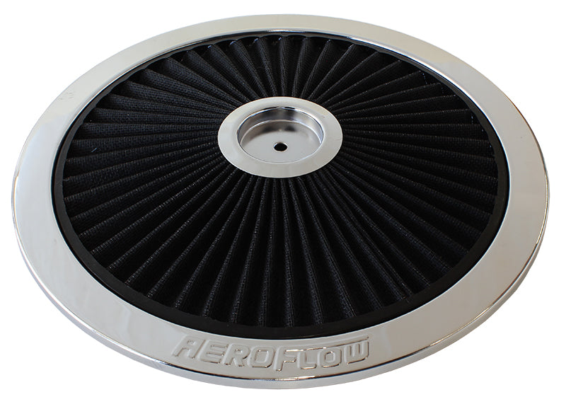 AF2851-1401 - 14" CHROME FULL FLOW TOP PLATEBLACK COTTON HI FLOW & FILTRAT