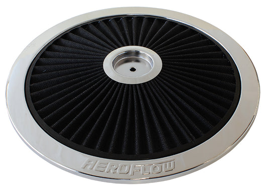 AF2851-1401 - 14" CHROME FULL FLOW TOP PLATEBLACK COTTON HI FLOW & FILTRAT