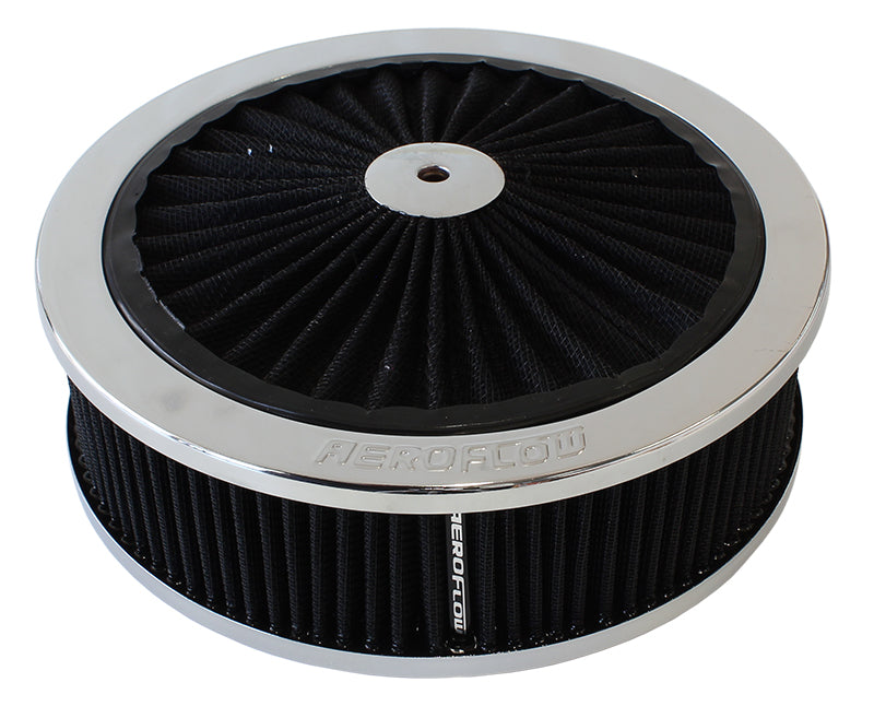 AF2851-3150 - Chrome Full Flow Air Filter Assembly with 9" x 2-3/4", 5-1/8" neck, black washable cotton element