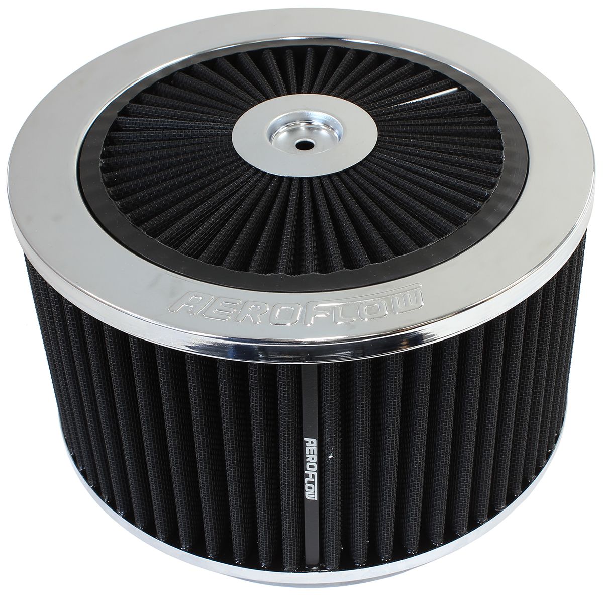 Chrome Full AF2851-3154 - Flow Air Filter Assembly 9" x 4", 7-5/16" neck,Flat Base with black washable cotton element