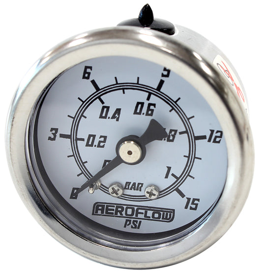 AF30-2206 - 1-1/2" 0-15 PSI PRESSURE GAUGEWHITE FACE BLACK POINTER