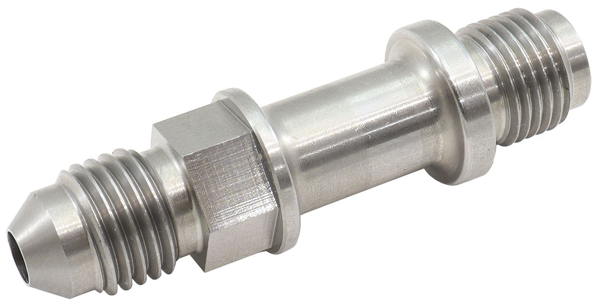 AF341-04L - STAINLESS STEEL EXTENDED -4AN TO 7/16"-24 TURBO OIL FEED