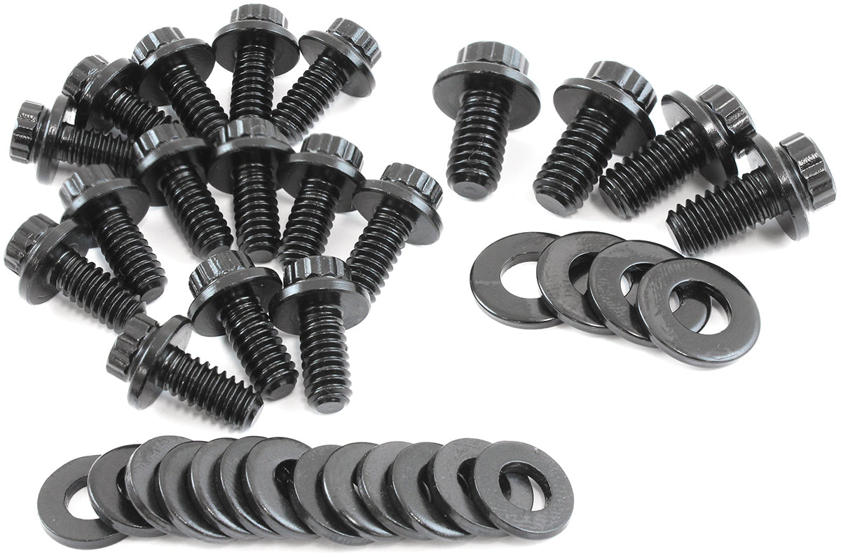 AF37-2350 - SMALL BLOCK CHEV OIL PAN BOLT KIT STD GASK 12 POINT BLACK SBC Aeroflow - AF 37-2350