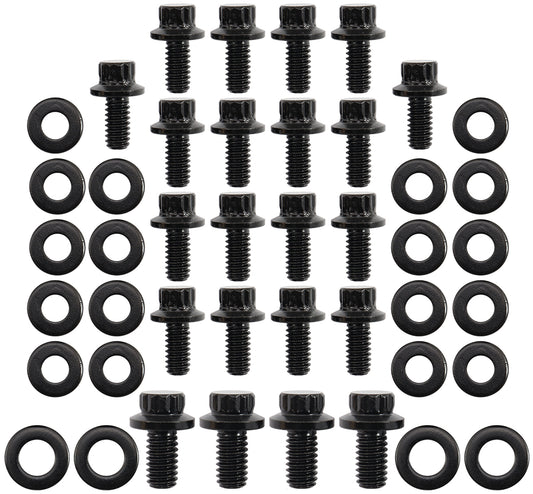 AF37-2360 - SMALL BLOCK FORD OIL PAN BOLT KIT 12 POINT BLACK CLEVELAND 351 Aeroflow - AF 37-2360