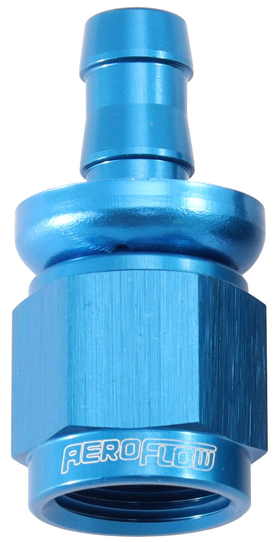 AF401-06-05 - -6AN TO 5/16" BARB STRAIGHT FULL FLOW PUSH LOCK BLUE