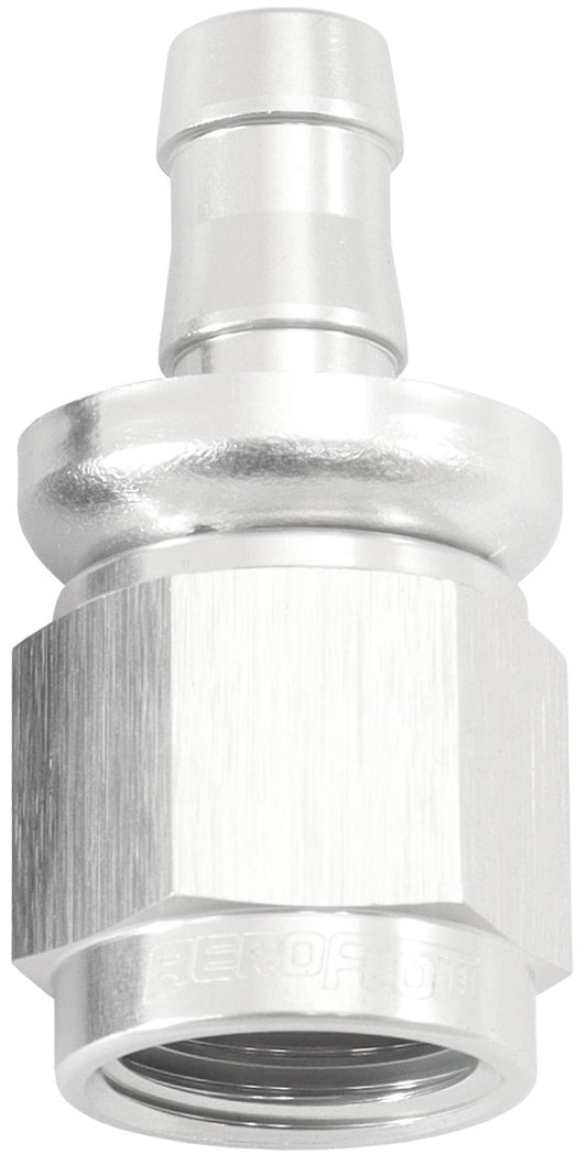 AF401-06-05S - -6AN TO 5/16" BARB STRAIGHT FULL FLOW PUSH LOCK SILVER