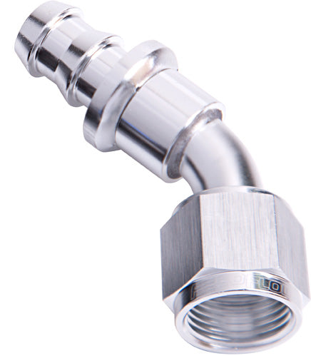 AF402-04S - 45 DEG PUSH LOCK END -4AN SILVER NO CLAMP REQUIRED