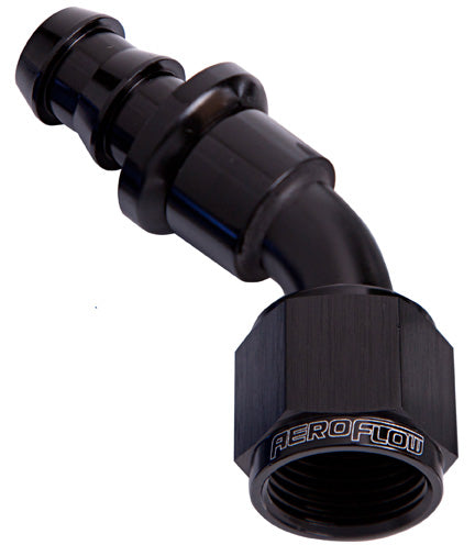 AF402-06BLK - 45 DEG PUSH LOCK END -6AN BLACK NO CLAMP REQUIRED