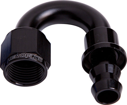 AF406-04BLK - 180 DEG PUSH LOCK END -4AN BLACK NO CLAMP REQUIRED