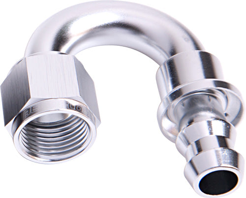 AF406-06S - 180 DEG PUSH LOCK END -6AN SILVER NO CLAMP REQUIRED
