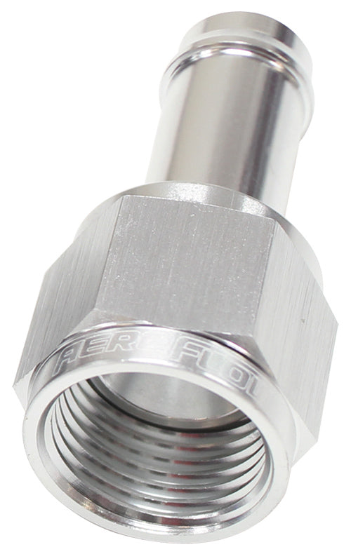 AF411-04S - FEMALE -4AN TO 3/16" BARB SILVER WITH TUBE NUT