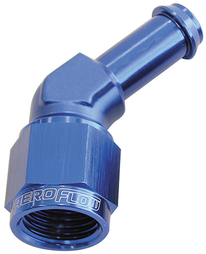 AF412-06-05 - FEMALE -6AN 45DEG TO 5/16"BARBBLUE SWIVEL NUT