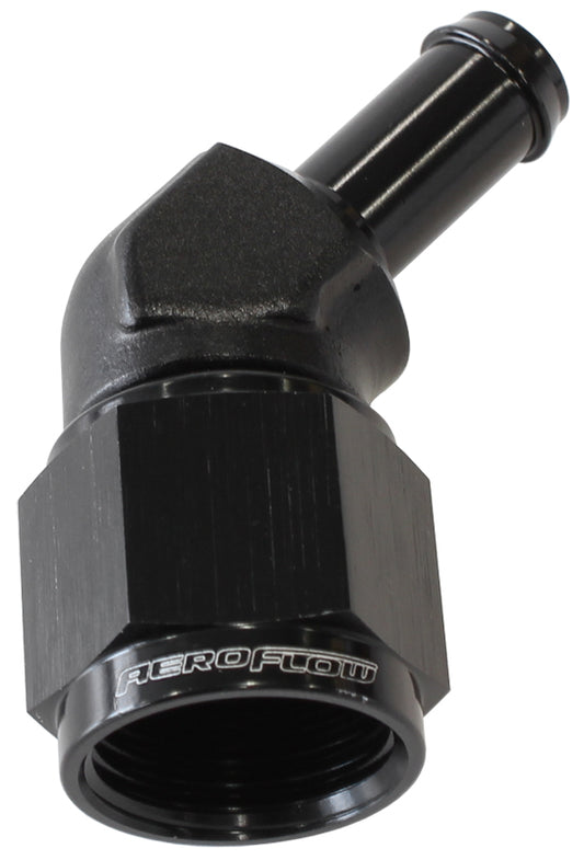 AF412-08-06BLK - FEMALE -8AN 45DEG TO 3/8" BARBBLACK SWIVEL NUT