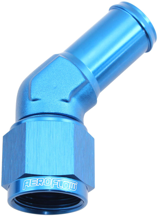 AF412-08-10 - FEMALE -8AN 45DEG TO 5/8" BARBBLUE SWIVEL NUT