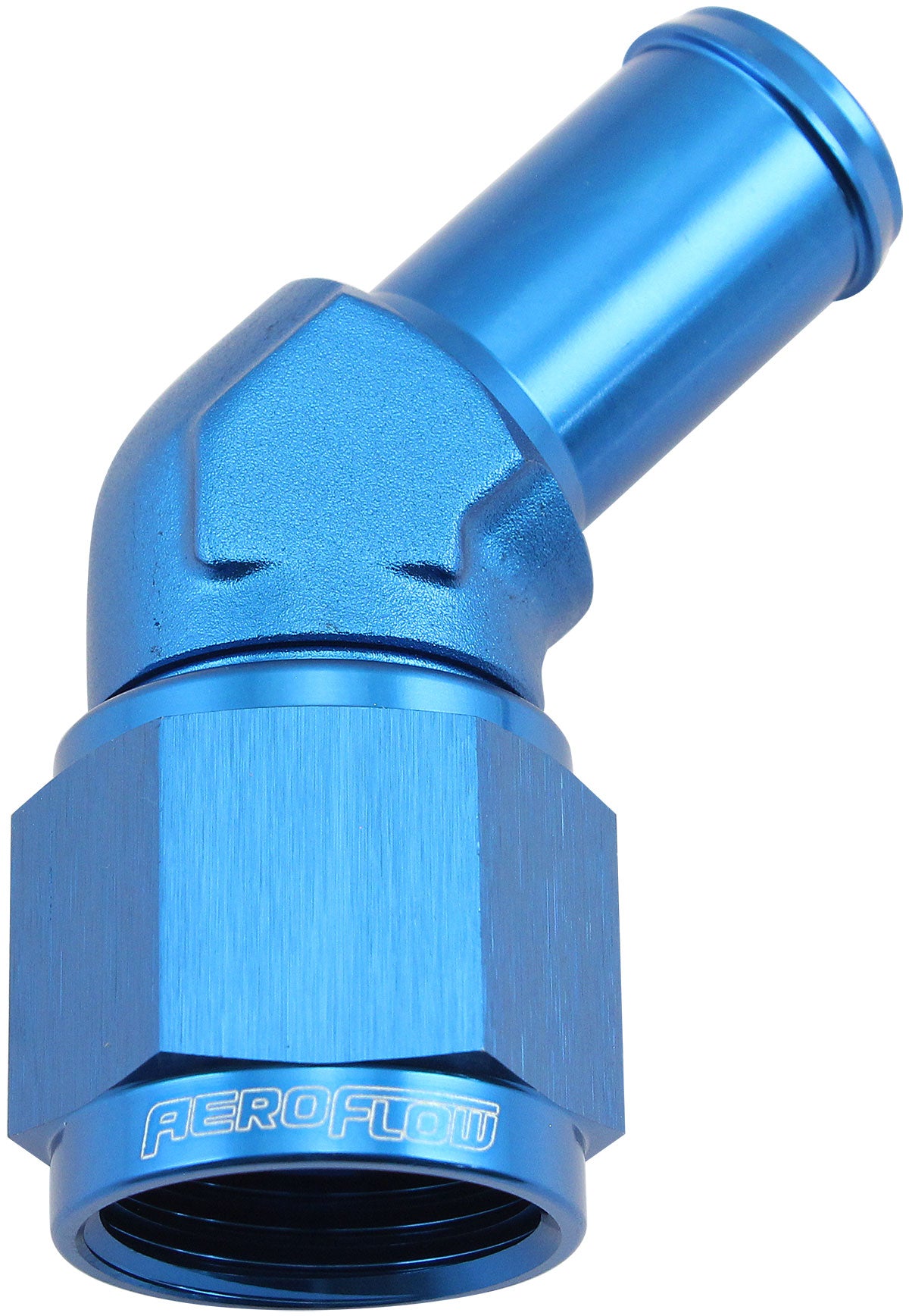 AF412-10 - FEMALE -10AN 45DEG TO 5/8 BARBBLUE SWIVEL NUT