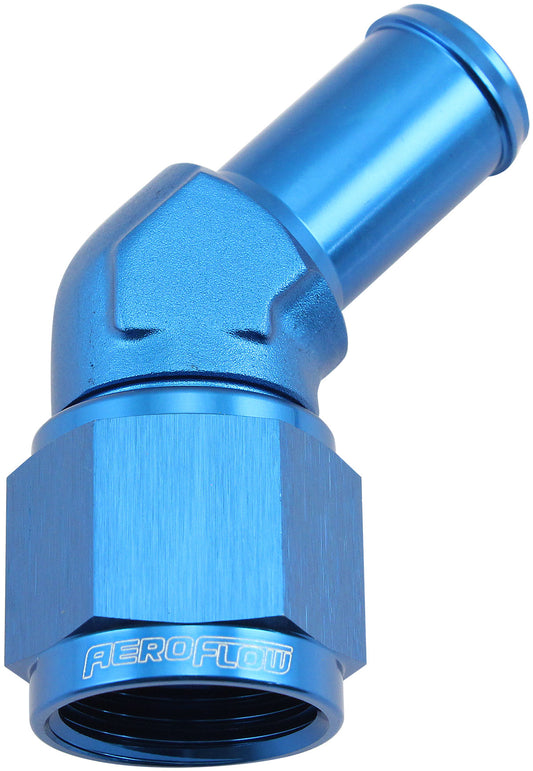 AF412-10 - FEMALE -10AN 45DEG TO 5/8 BARBBLUE SWIVEL NUT