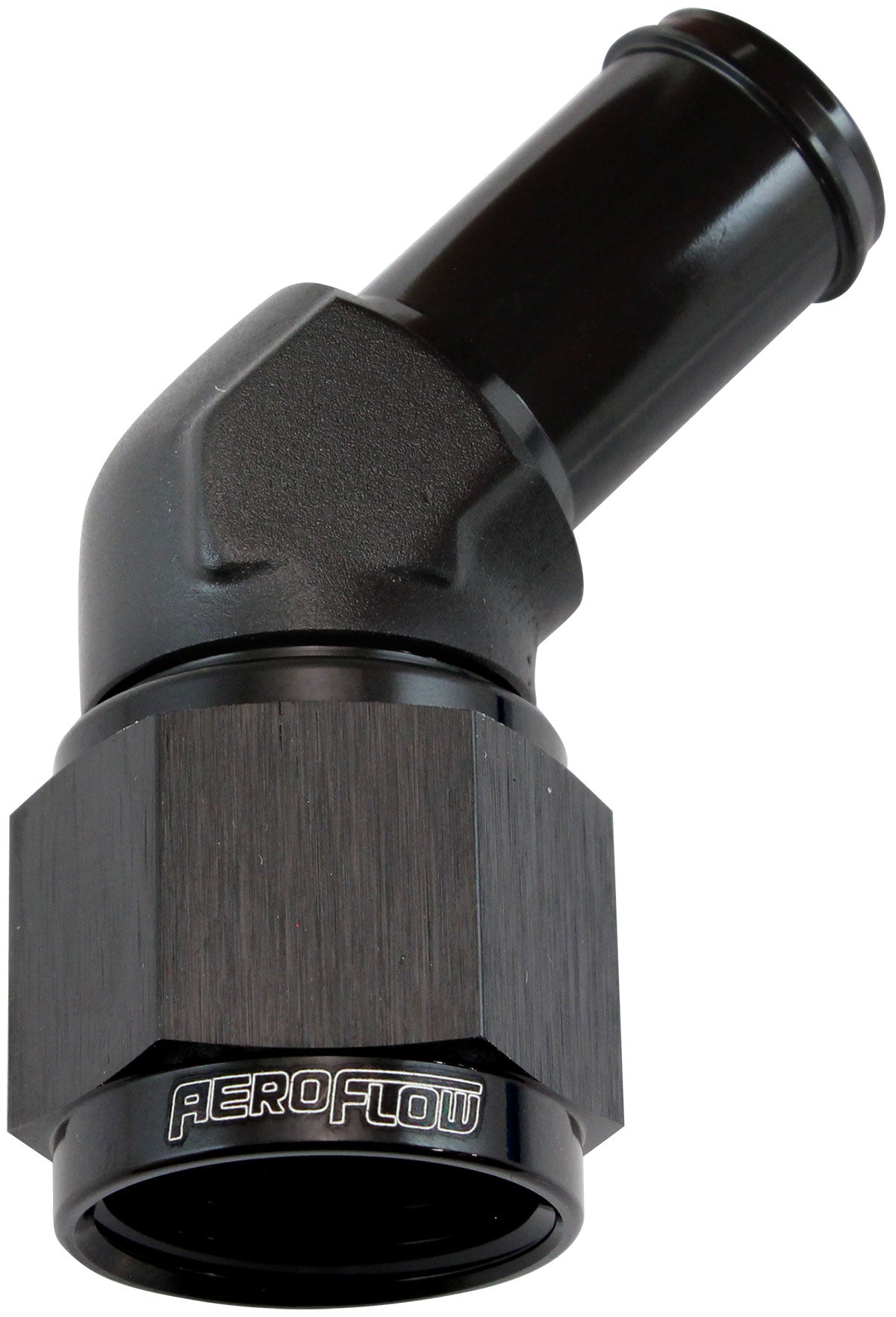 AF412-10BLK - FEMALE -10AN 45DEG TO 5/8 BARBBLACK SWIVEL NUT