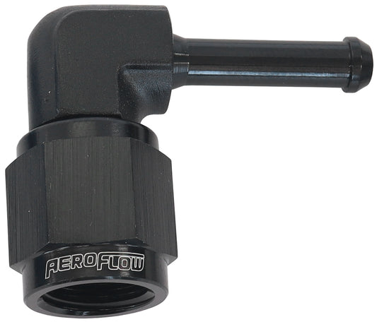 AF413-04BLK - FEMALE -4AN 90 DEG TO 3/16" BARB BLACK WITH TUBE NUT