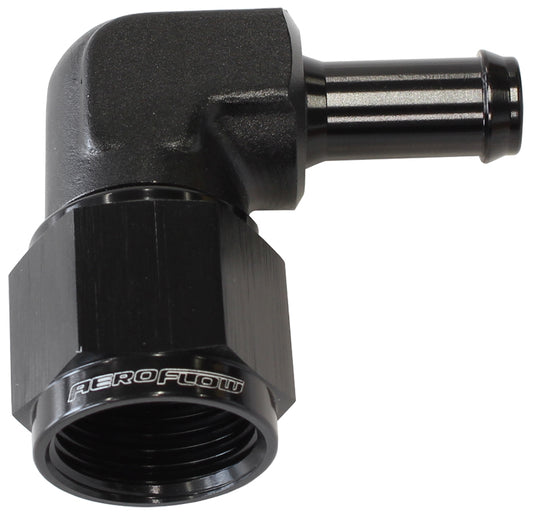 AF413-06BLK - FEMALE -6AN 90DEG TO 3/8" BARBBLACK SWIVEL NUT