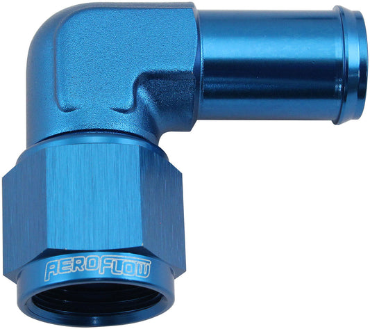 AF413-08-10 - FEMALE -8AN 90DEG TO 5/8" BARBBLUE SWIVEL NUT