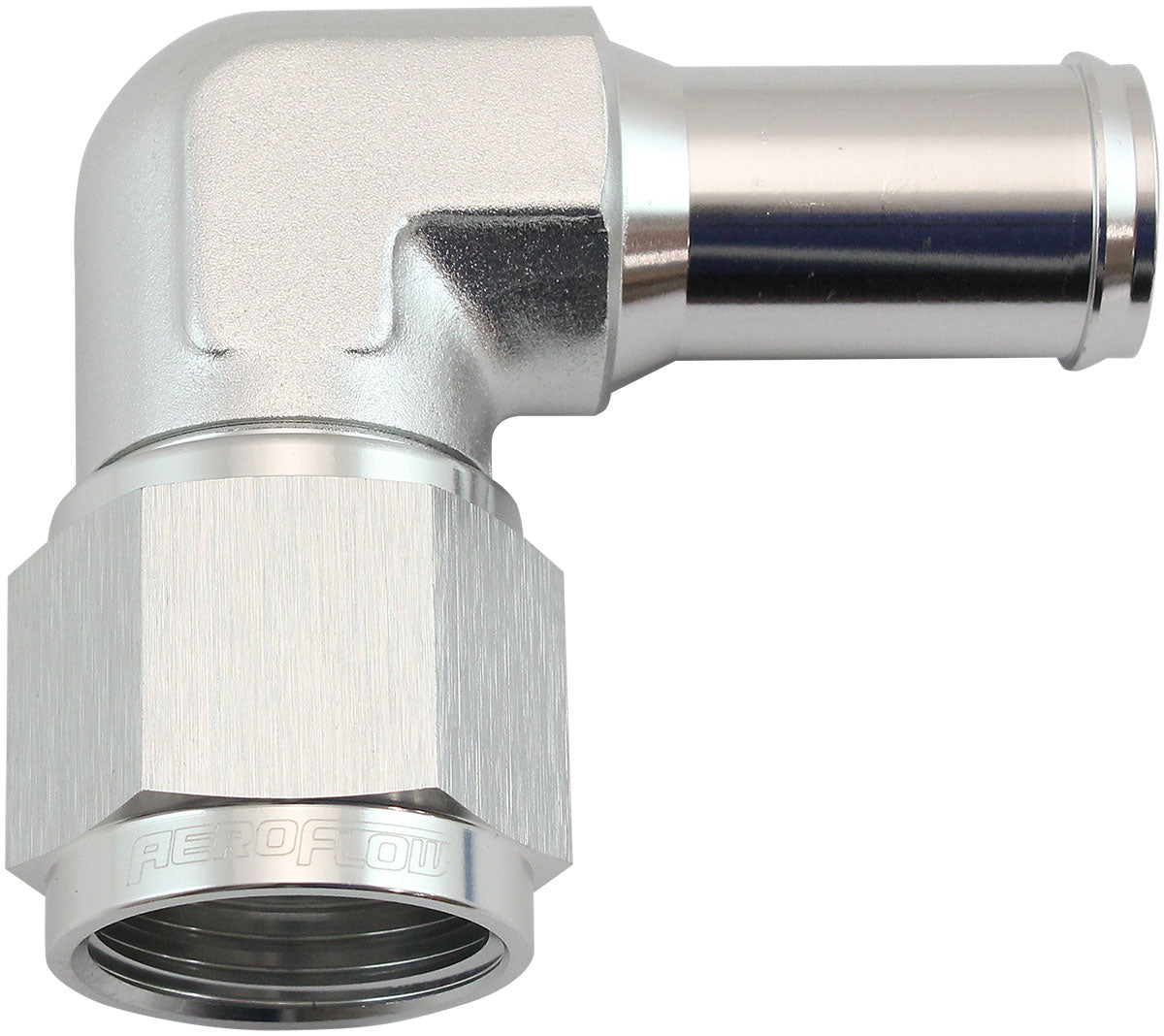 AF413-10S - FEMALE -10AN 90DEG TO 5/8 BARBSILVER SWIVEL NUT