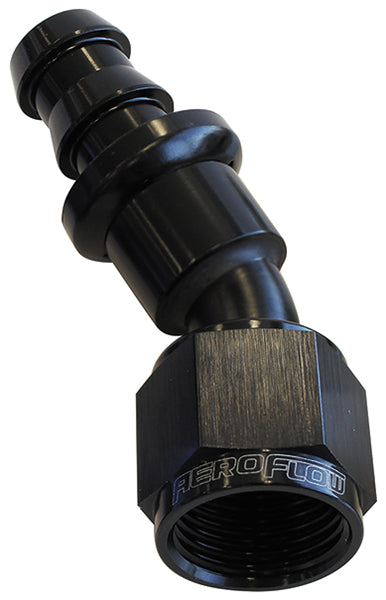 AF417-10BLK - 30 DEG PUSH LOCK END -10AN BLACK NO CLAMP REQUIRED <15PSI